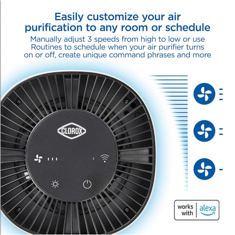 Purificateur d'air de table intelligent CLOROX 11021 avec filtre HEPA véritable et Alexa