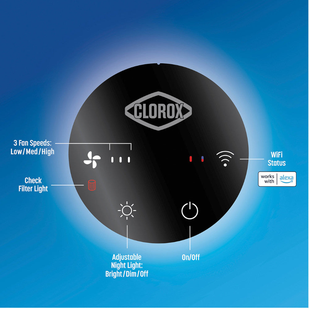 Purificateur d'air de table intelligent CLOROX 11021 avec filtre HEPA véritable et Alexa