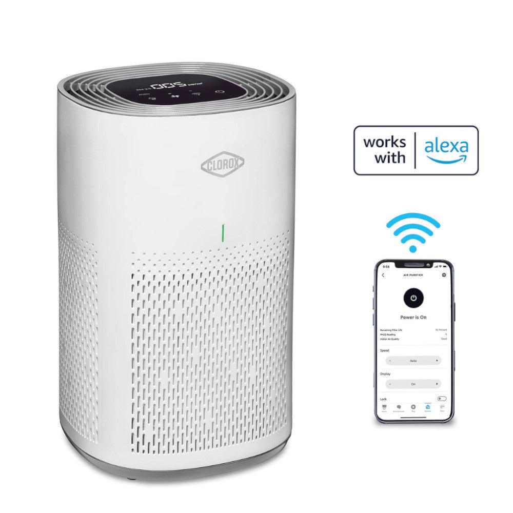 Purificateur d'air CLOROX 11031 Alexa Smart pour pièces moyennes avec filtre HEPA véritable