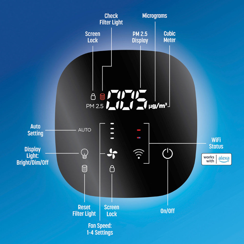 Purificateur d'air CLOROX 11031 Alexa Smart pour pièces moyennes avec filtre HEPA véritable