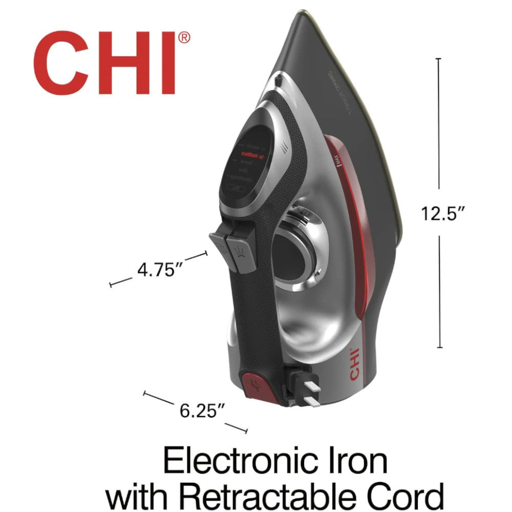 Fer à repasser électronique CHI 13102C avec cordon rétractable - Emballage défectueux avec garantie complète