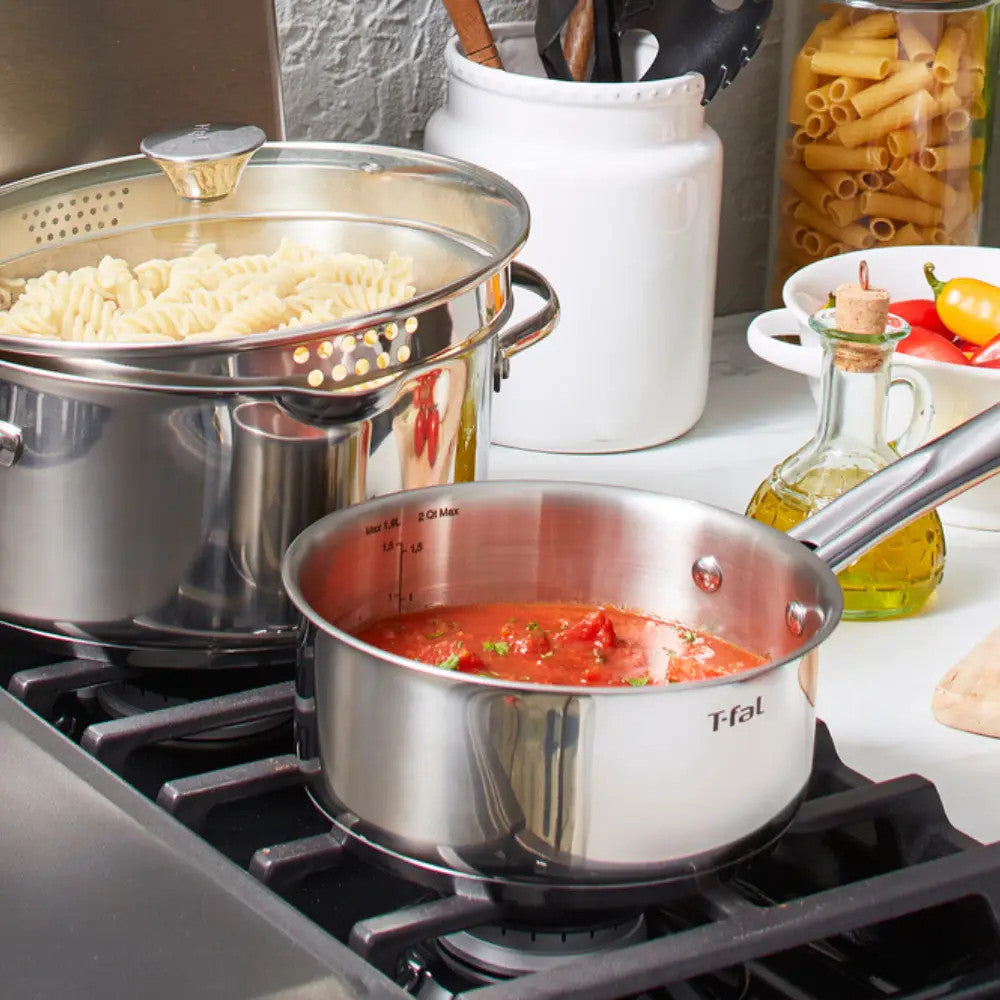 T-FAL 2100140681 Gourmet Stainless Steel 11 PC Pots and Pans Cookware Set