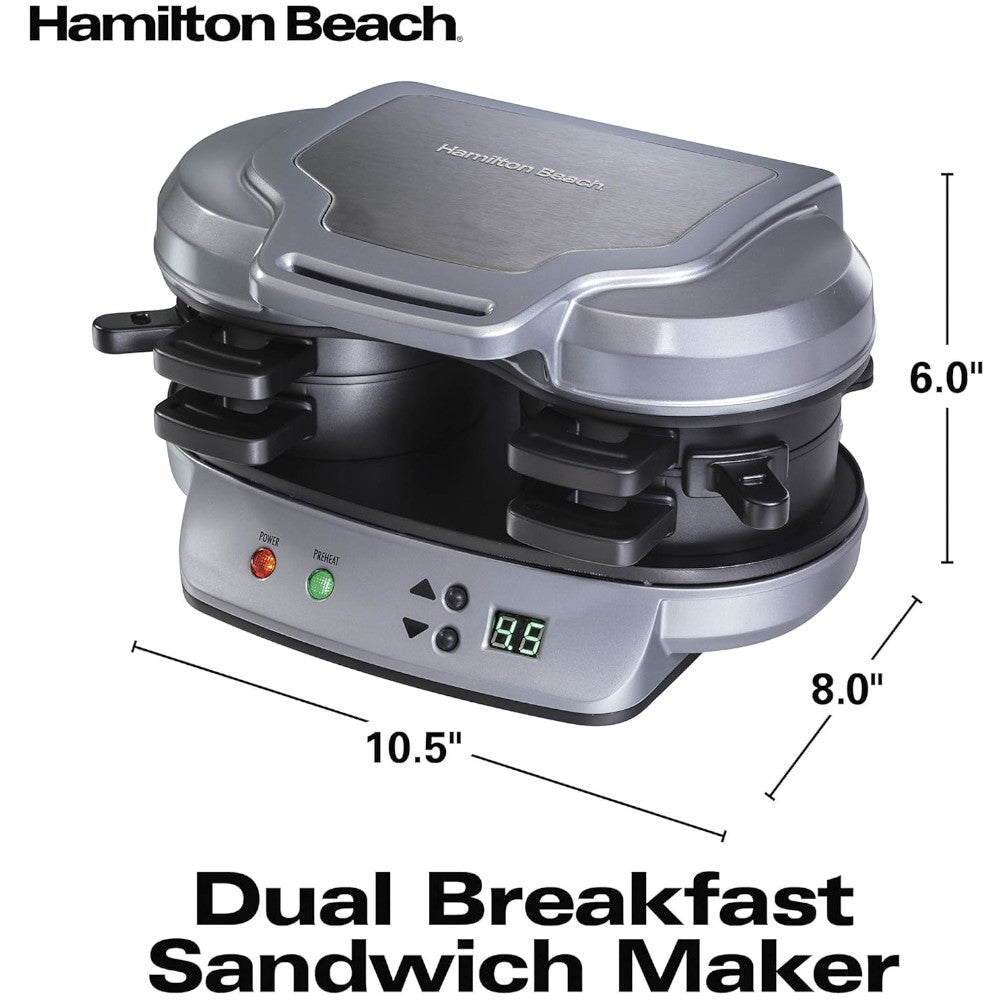 HAMILTON BEACH 25490C Dual Breakfast Sandwich Maker - Factory serviced with Home Essentials warranty