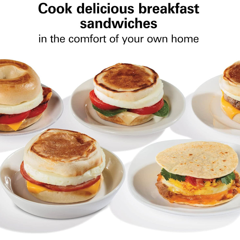 HAMILTON BEACH 25490C Dual Breakfast Sandwich Maker - Factory serviced with Home Essentials warranty