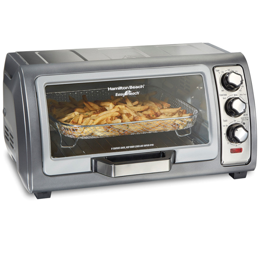 HAMILTON BEACH 31523C Easy Reach Sure-Crisp Air Fryer Toaster Oven - Factory serviced with Home Essentials warranty