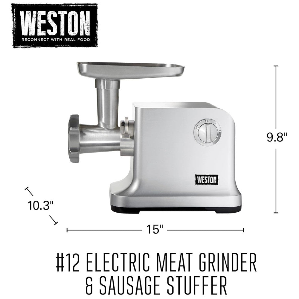 WESTON 33-1301-W #12 Hachoir à viande électrique et poussoir à saucisses