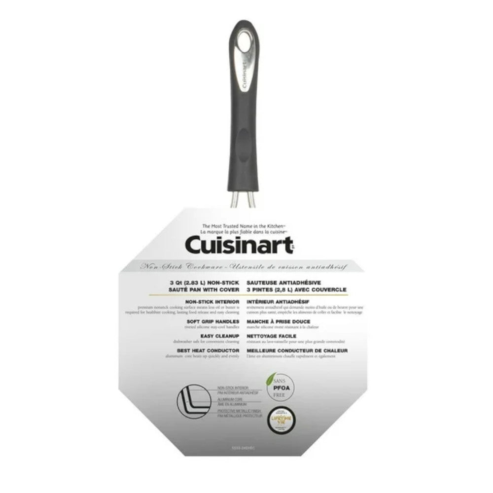 CUISINART 5533-24SVEC Sauteuse antiadhésive de 3 pintes avec couvercle