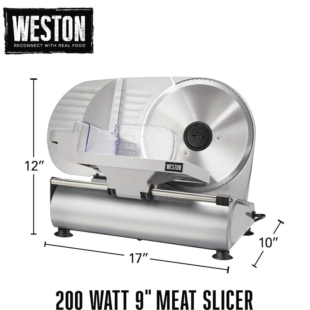 WESTON 61-0901-W Heavy Duty 9" Food Slicer - Refurbished with Home Essentials Warranty