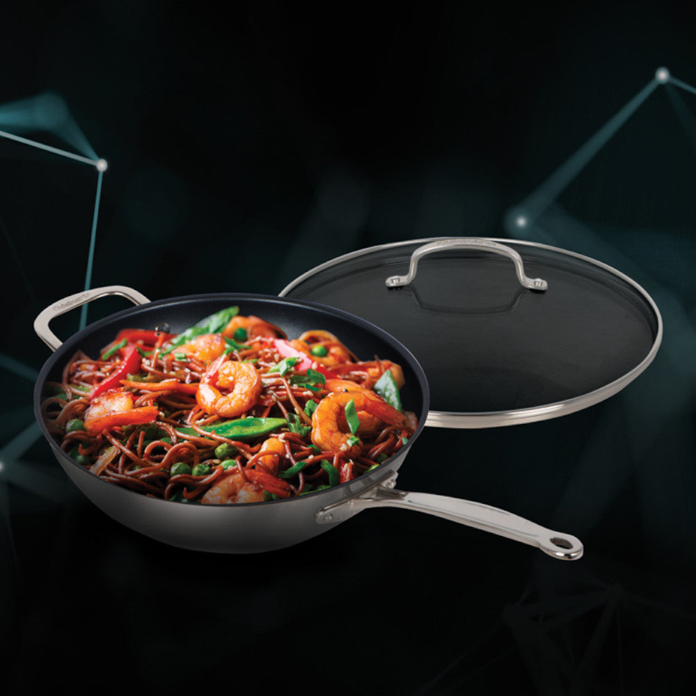CUISINART 77IEL26-30HNSCC 12" POÊLE À SAUTER/WOK EN ACIER INOXYDABLE ANTIADHÉSIF Éternel AVEC COUVERCLE
