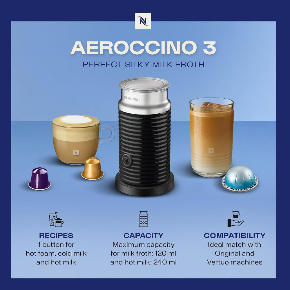 NESPRESSO AEROCINNO3  Hot & Cold Milk Frother