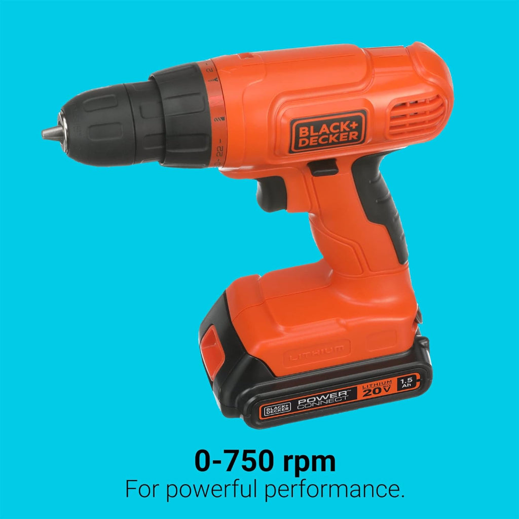 Perceuse-visseuse sans fil BLACK+DECKER BDC120VA 20V MAX* POWERCONNECT avec kit de 100 pièces