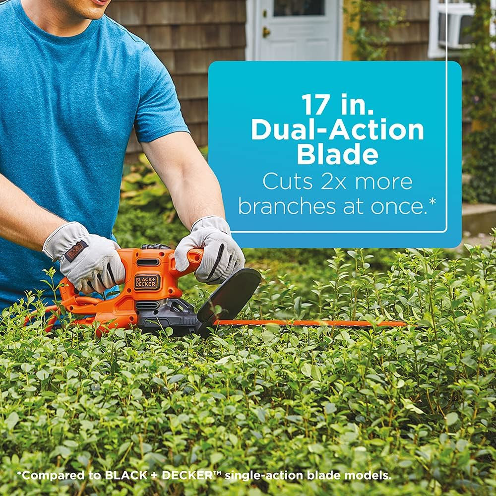 BLACK+DECKER Electric Hedge Trimmer, 17-Inch - BEHT150
