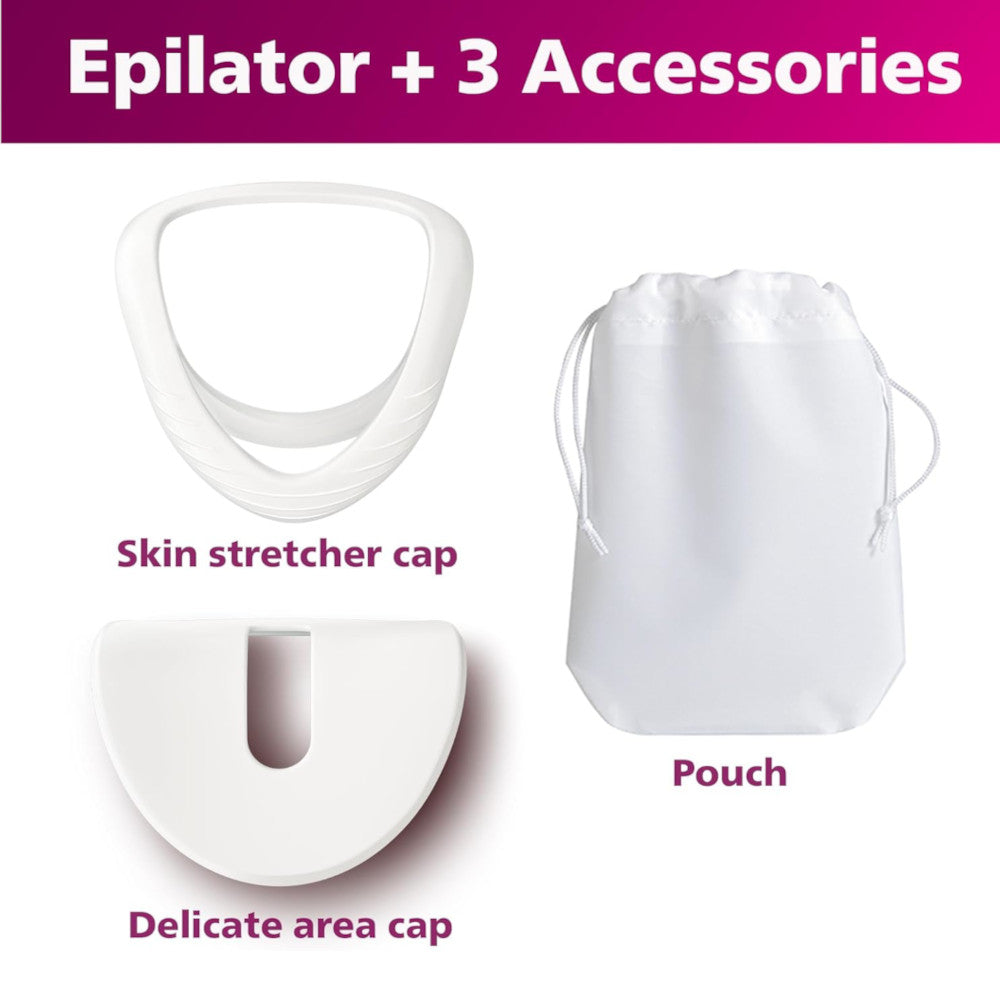 PHILIPS BRE700/04 Rechargeable Epilator Series 8000 for Women, with 3 Accessories