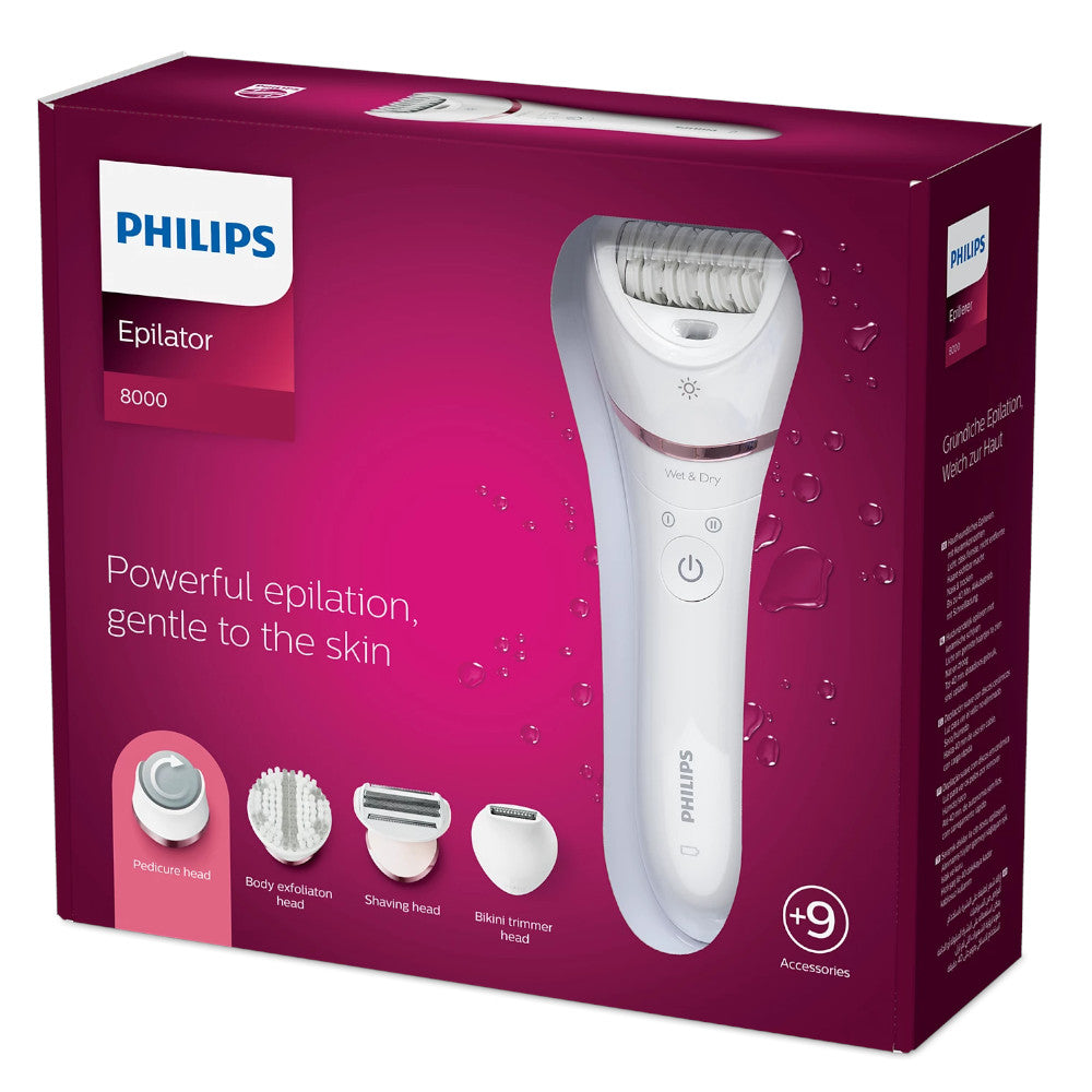 Épilateur PHILIPS BRE740/14 Série 8000 Utilisation sur peau sèche ou humide
