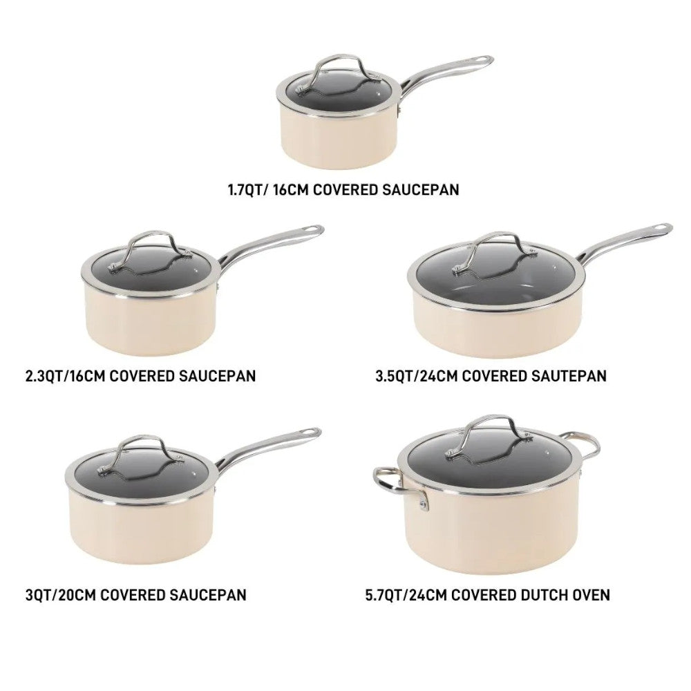 Batterie de cuisine antiadhésive en céramique Excellence C472SA74 de T-FAL, 10 pièces - Emballage défectueux avec garantie complète