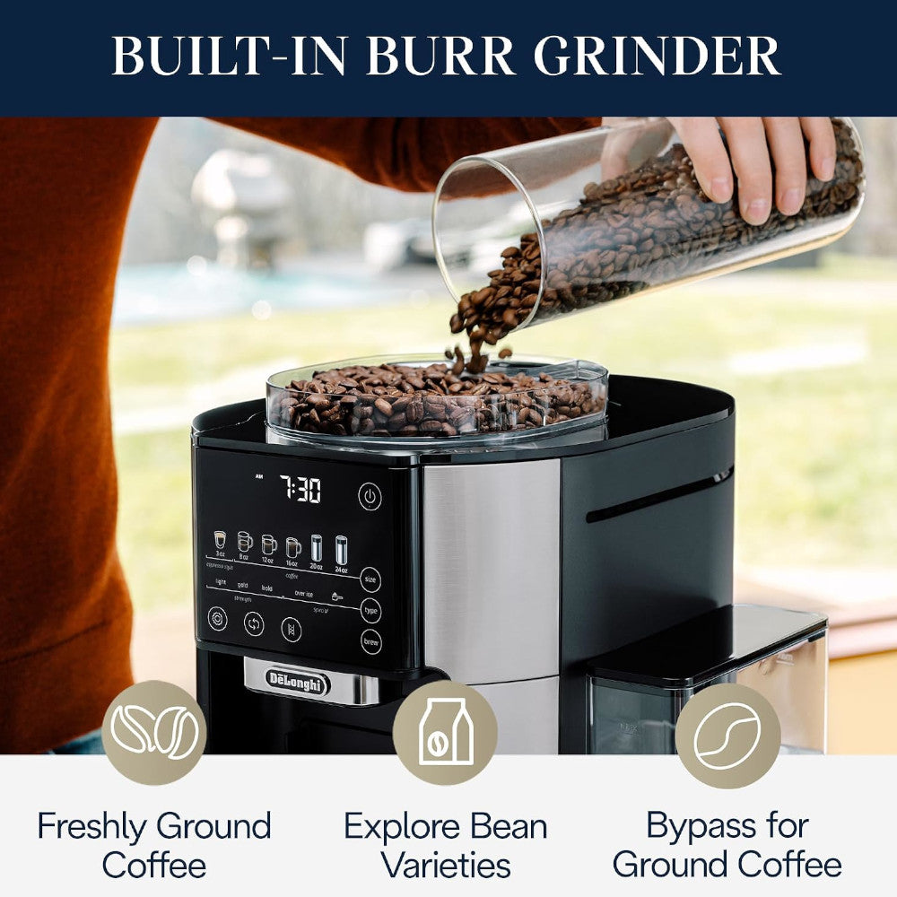 DELONGHI CAM51025MB TrueBrew Drip Coffee Maker Stainless Black - Factory serviced with Home Essentials warranty