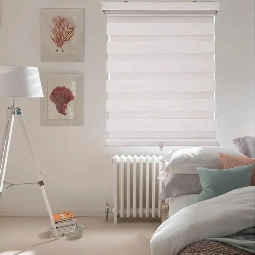 ITY CDNW-1 33 Olivia Stone Cordless Polyester Zebra Day-Night Blind 33"x84" in White