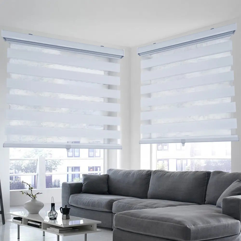 ITY CDNW-1 36 Olivia Stone Cordless Polyester Zebra Day-Night Blind 36"x84" in White