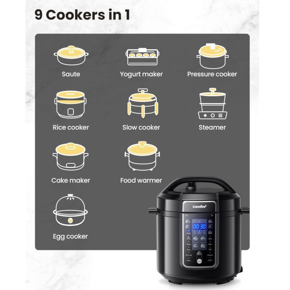 COMFEE CPC60D7ABB 9 in 1 Multi Pressure Cooker - Blemished package with full warranty