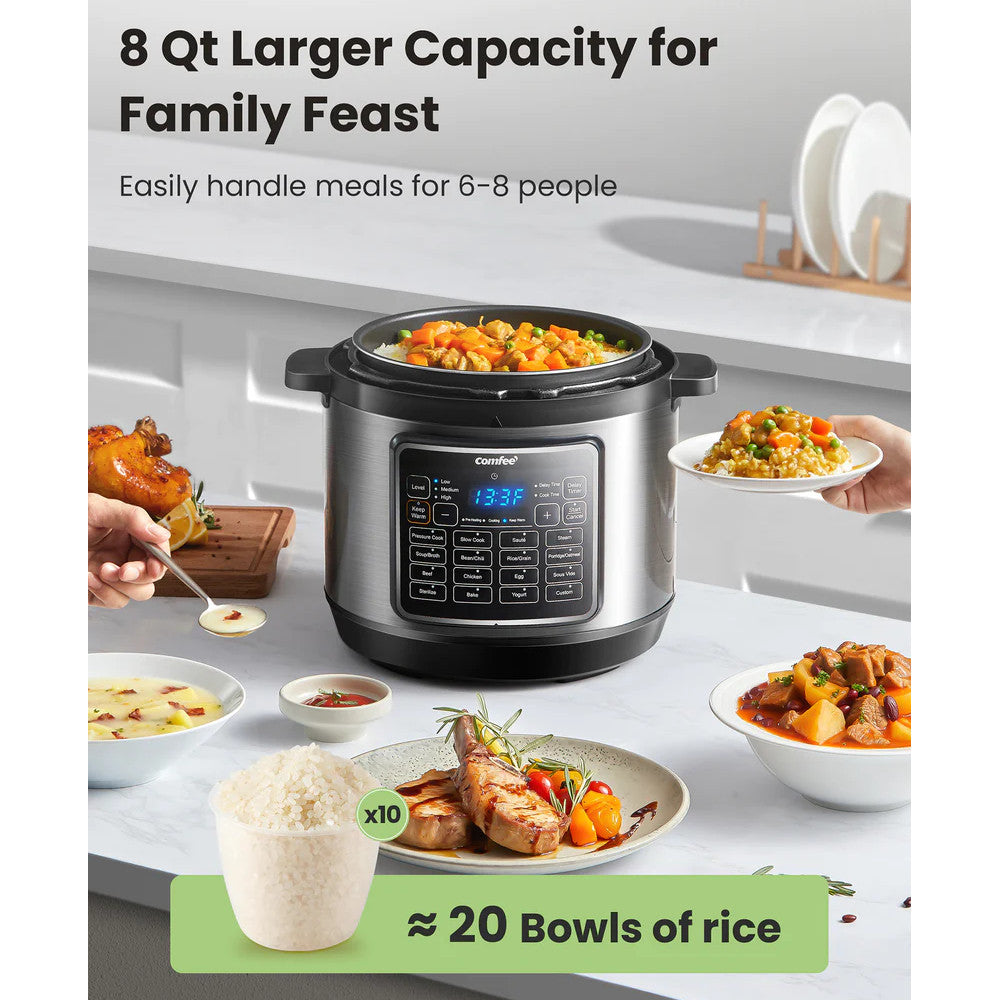 Autocuiseur électrique COMFEE CPC80D7ASB 8 Qt - Emballage défectueux avec garantie complète 
