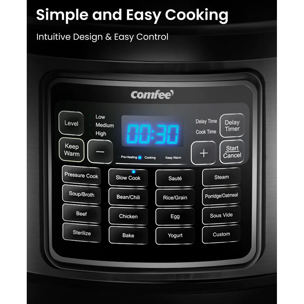 Autocuiseur électrique COMFEE CPC80D7ASB 8 Qt - Emballage défectueux avec garantie complète 