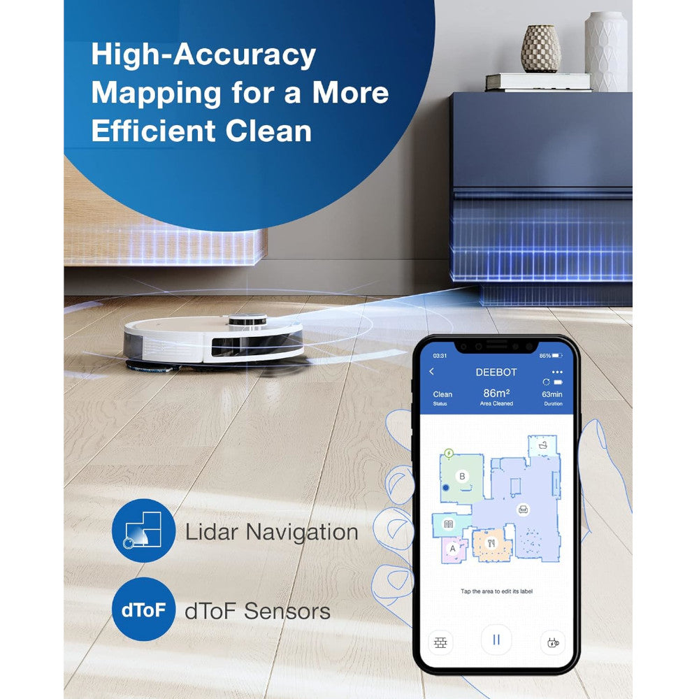 Ensemble aspirateur robot et balai ECOVACS DEEBOT N10 Plus avec station de vidage automatique - Entretien en usine avec garantie Home Essentials