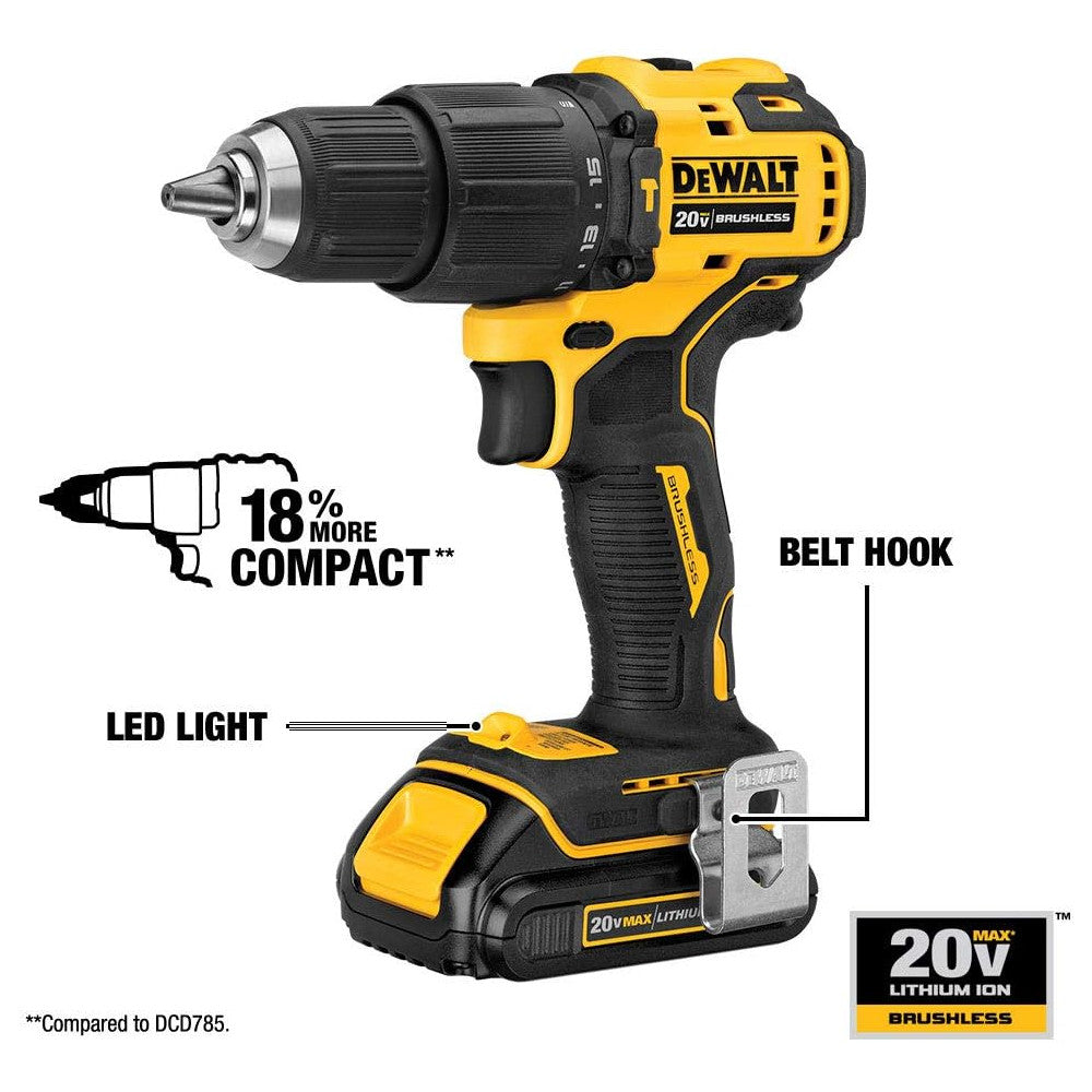 Perceuse à percussion DEWALT ATOMIC 20V MAX* - Remis à neuf avec garantie Dewalt - DCD709C2