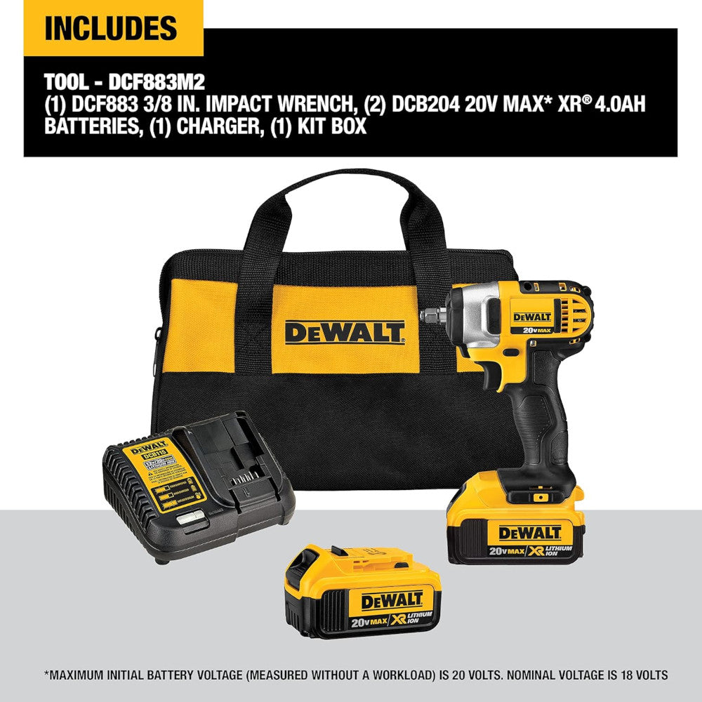 DEWALT Kit de clé à chocs 3/8" MAX Lithium Ion 20 V MAX avec porc - Remis à neuf avec garantie Dewalt - DCF883M2