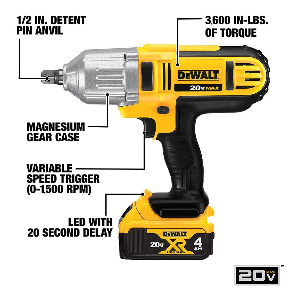 DEWALT Clé à chocs à couple élevé 1/2 pouce MAX Lithium Ion 20 volts - Reconditionnée avec la garantie Dewalt - DCF889M2