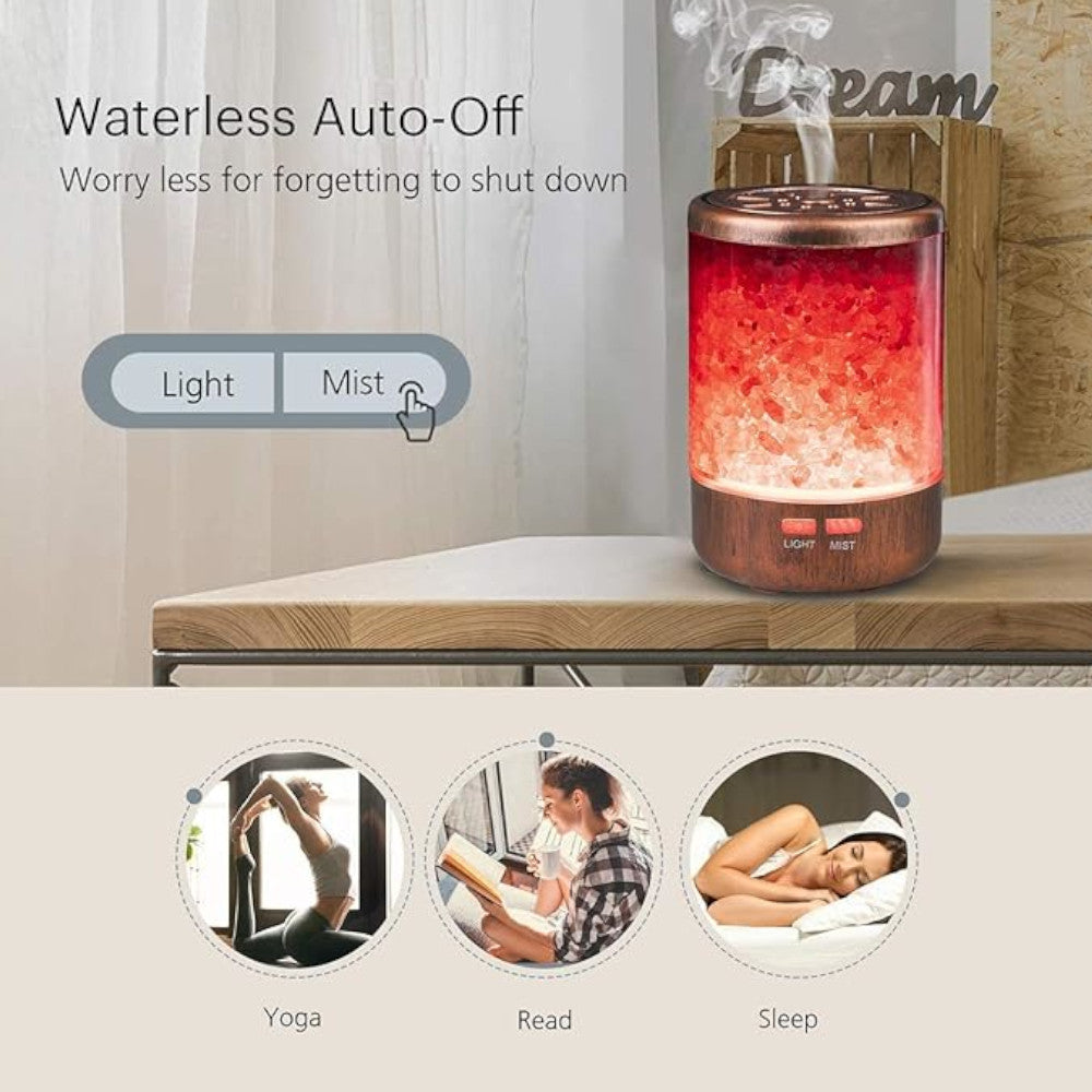 Diffuseur d'huiles essentielles AUTUMN RAIN Lampe au sel de l'Himalaya Humidificateur à brume fraîche 3 en 1