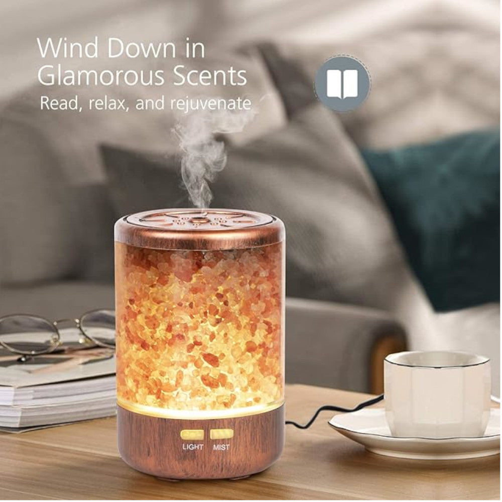 Diffuseur d'huiles essentielles AUTUMN RAIN Lampe au sel de l'Himalaya Humidificateur à brume fraîche 3 en 1