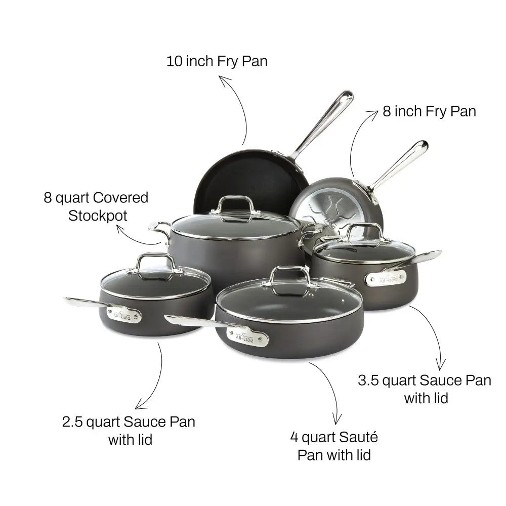 ALL CLAD E113SC64 HA1 Hard Anodized Nonstick Cookware 10PC Set