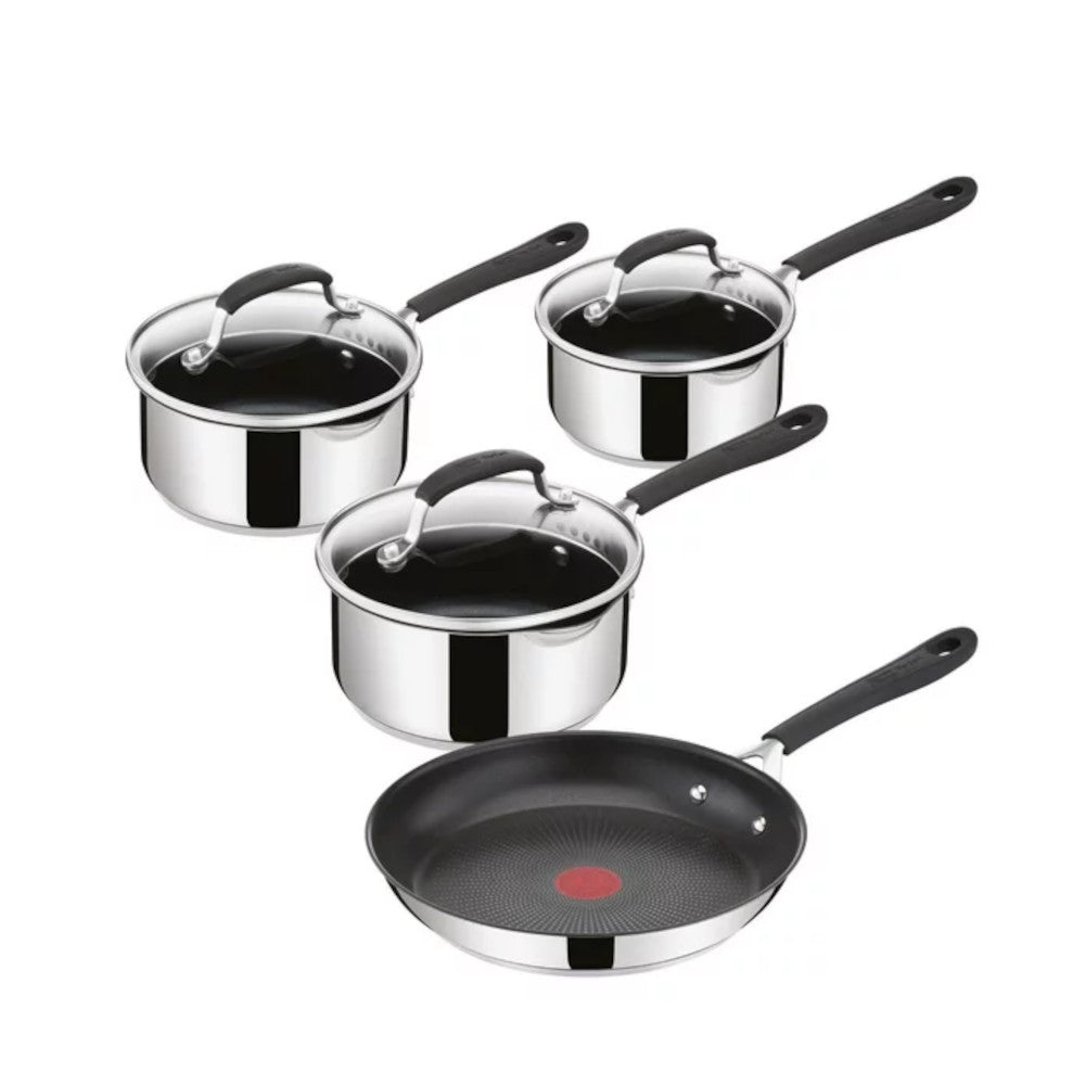 T-FAL E303S774 Jamie Oliver Batterie de cuisine 7 pièces Quick &amp; Easy en acier inoxydable - Emballage imparfait avec garantie complète
