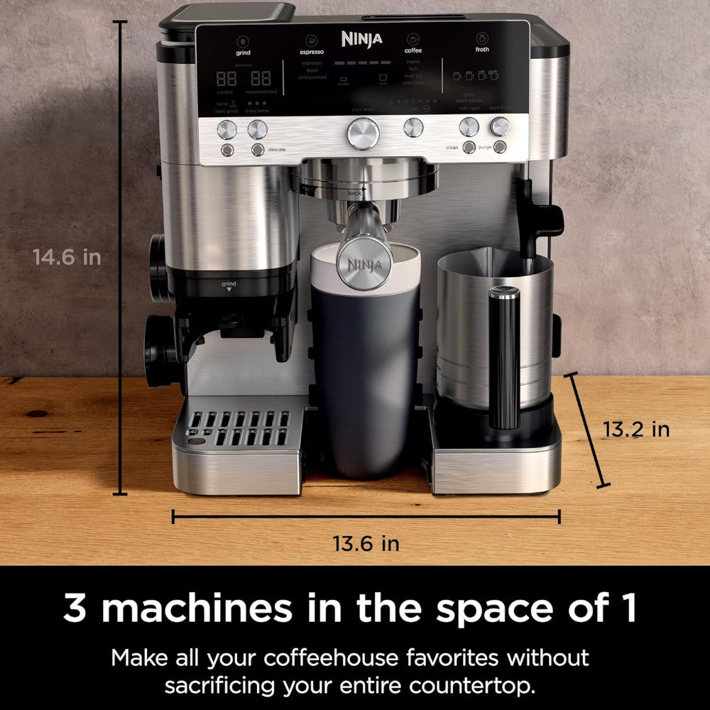 NINJA ES601C Espresso Luxe Premier Series Drip Coffee Maker and Rapid Cold Brew - Factory serviced with Home Essentials warranty