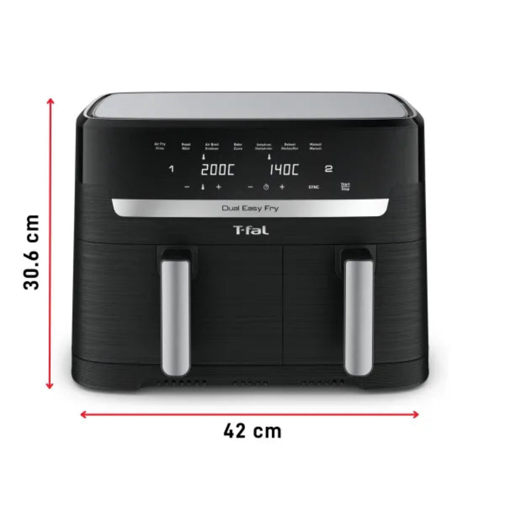 Friteuse à air chaud et grill T-FAL EY901850 Dual Easy Fry - Emballage légèrement abîmé avec garantie complète 