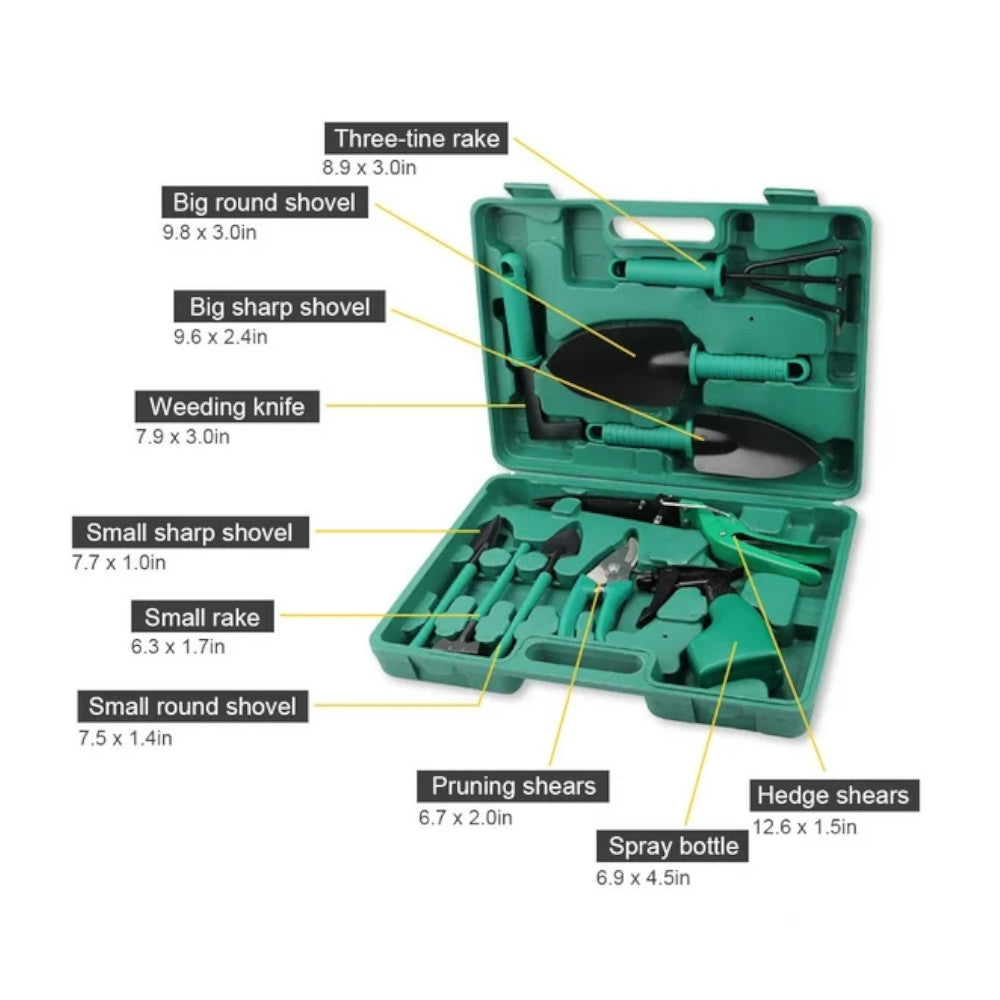 ZOOTEALY Ensemble de jardin 10 pièces Kit d'outils de jardin en acier inoxydable