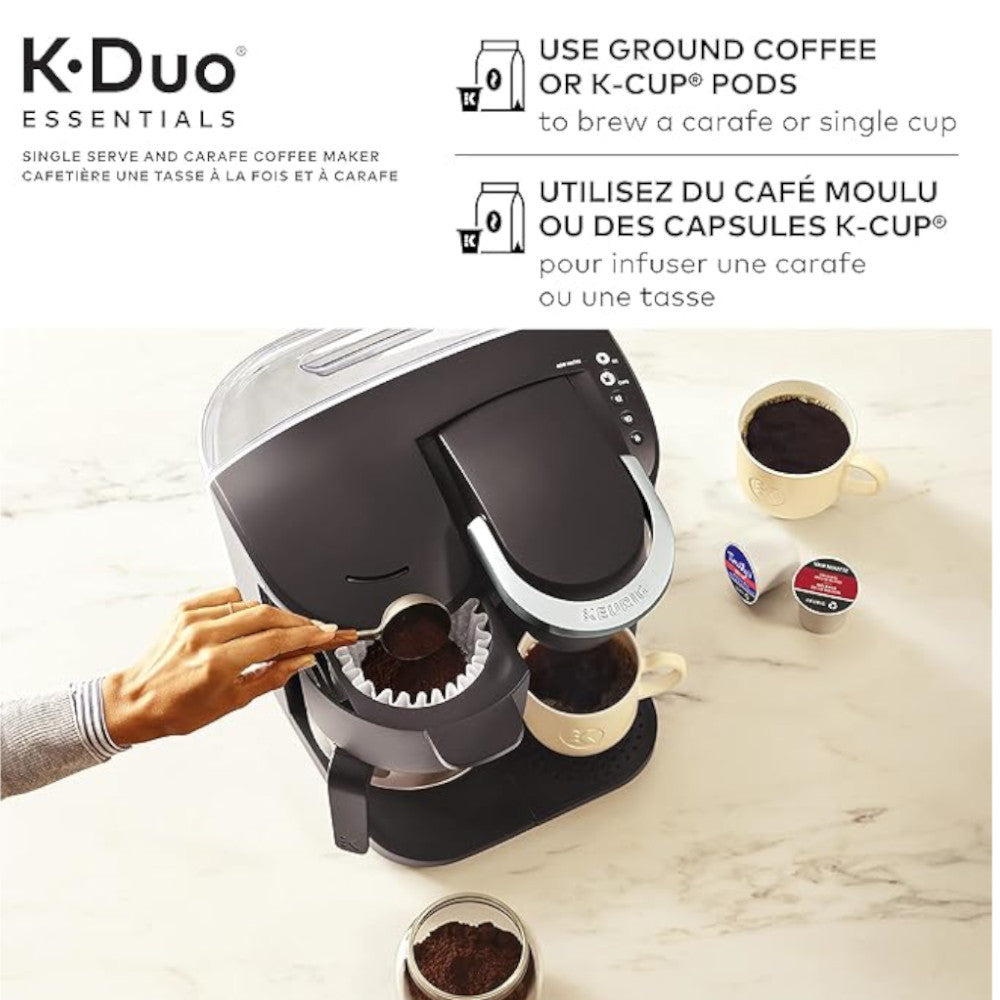 Cafetière KEURIG K-Duo Essentials avec dosette K-Cup individuelle et carafe de 12 tasses - Reconditionnée avec garantie Home Essentials