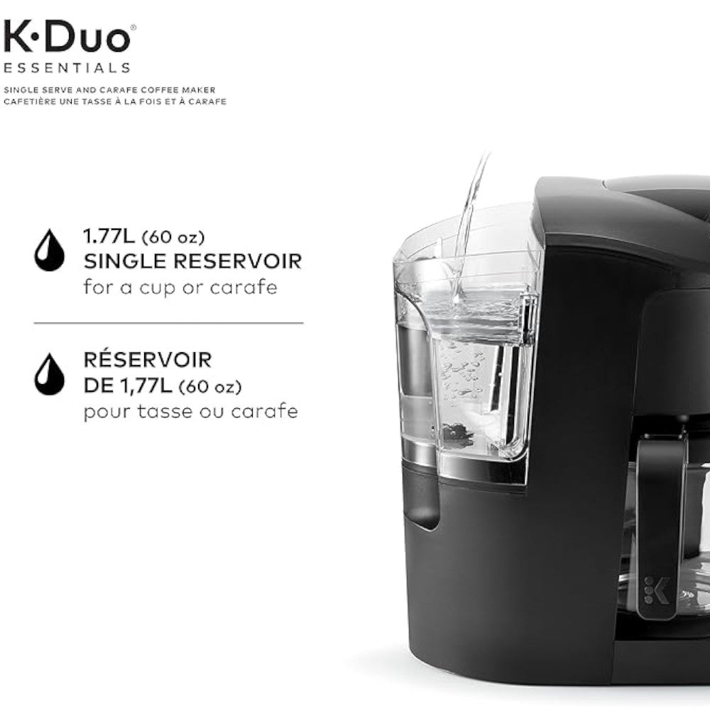 Cafetière KEURIG K-Duo Essentials avec dosette K-Cup individuelle et carafe de 12 tasses - Reconditionnée avec garantie Home Essentials