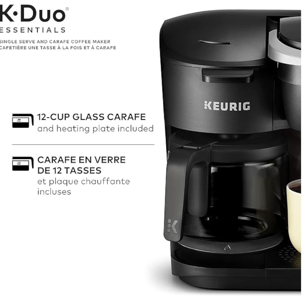 Cafetière KEURIG K-Duo Essentials avec dosette K-Cup individuelle et carafe de 12 tasses - Reconditionnée avec garantie Home Essentials
