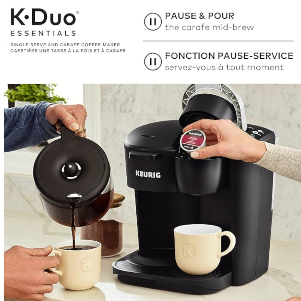 Cafetière KEURIG K-Duo Essentials avec dosette K-Cup individuelle et carafe de 12 tasses - Reconditionnée avec garantie Home Essentials
