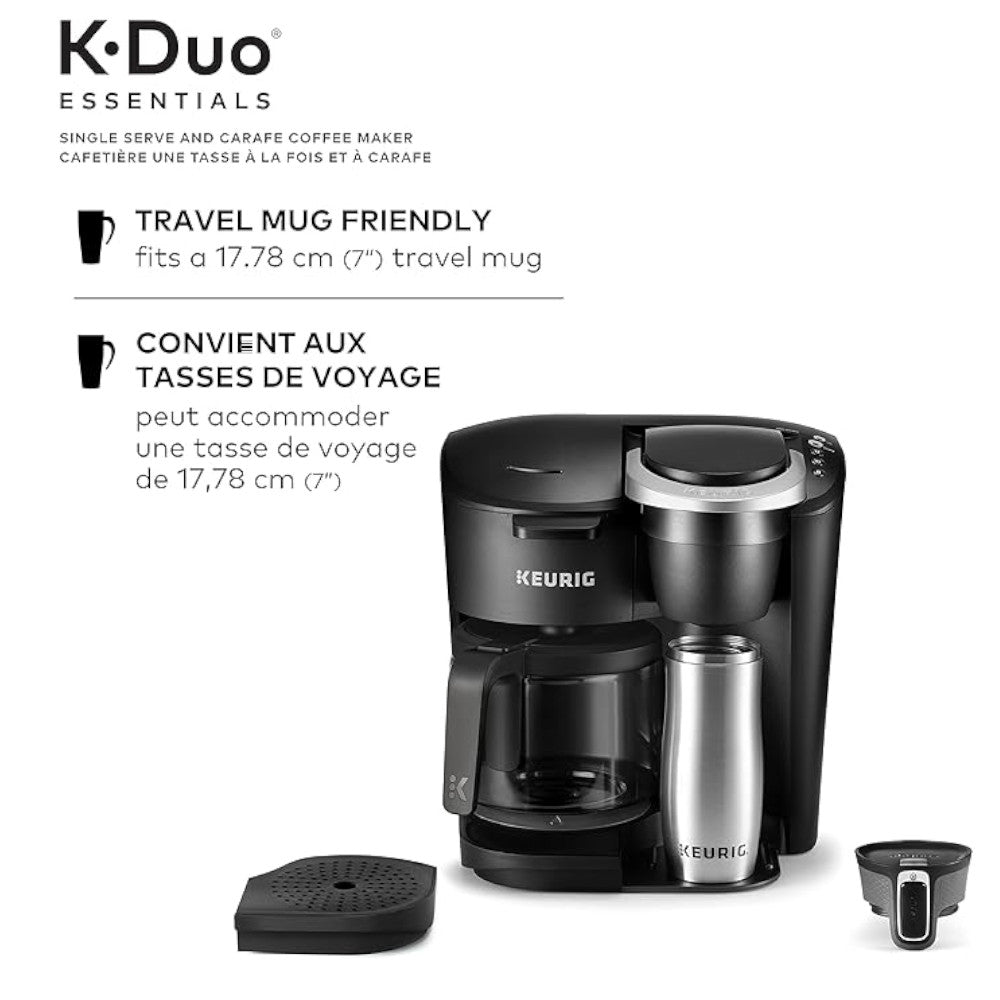 Cafetière KEURIG K-Duo Essentials avec dosette K-Cup individuelle et carafe de 12 tasses - Reconditionnée avec garantie Home Essentials