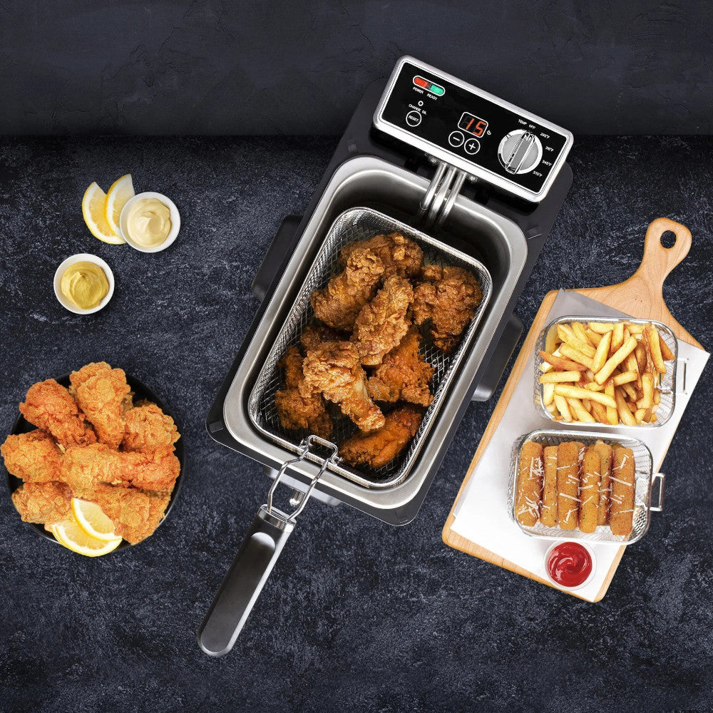 KALORIK KPROFT42777 Pro 4.2 Quart Triple-Basket Deep Fryer with Oil Filtration