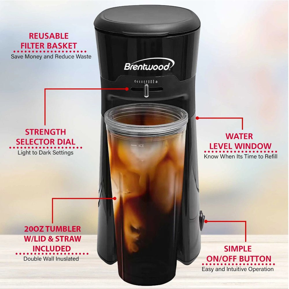 BRENTWOOD KT-2121BK Single Serve Iced Coffee & Tea Maker
