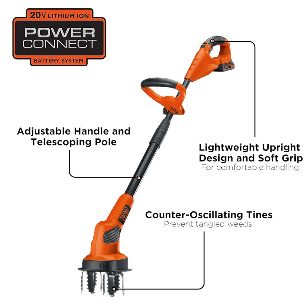 BLACK+DECKER LGC120 20-Volt Lithium-Ion Cordless Garden Cultivator/Tiller