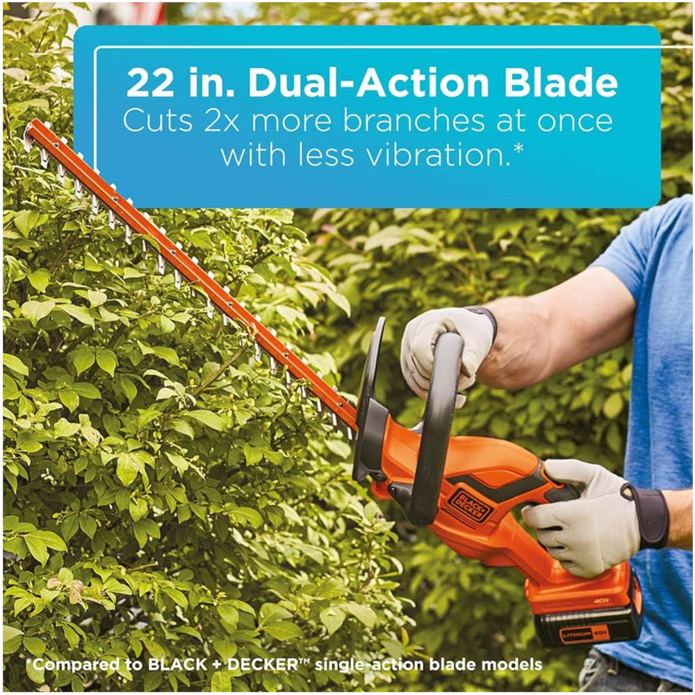 Taille-haie BLACK+DECKER LHT2240C 40 V MAX, lames double action, capacité de coupe de 3/4 po
