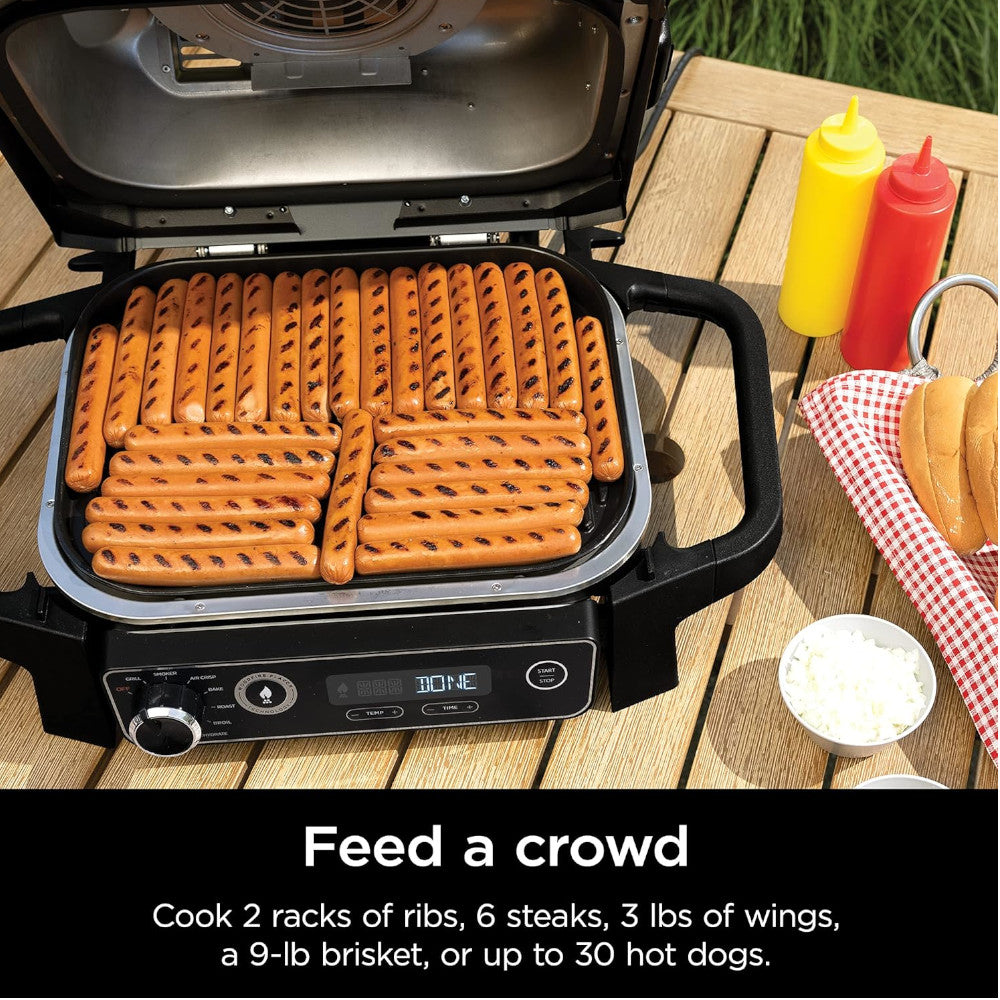 Barbecue à bois NINJA OG701, grill multifonction 7 en 1, fumoir inclus - Garantie Home Essentials, révisée en usine
