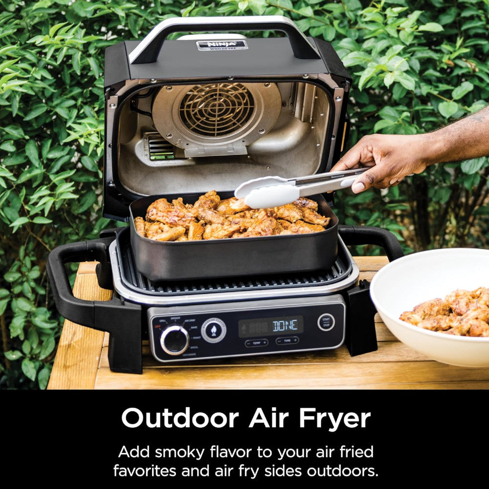Barbecue à bois NINJA OG701, grill multifonction 7 en 1, fumoir inclus - Garantie Home Essentials, révisée en usine