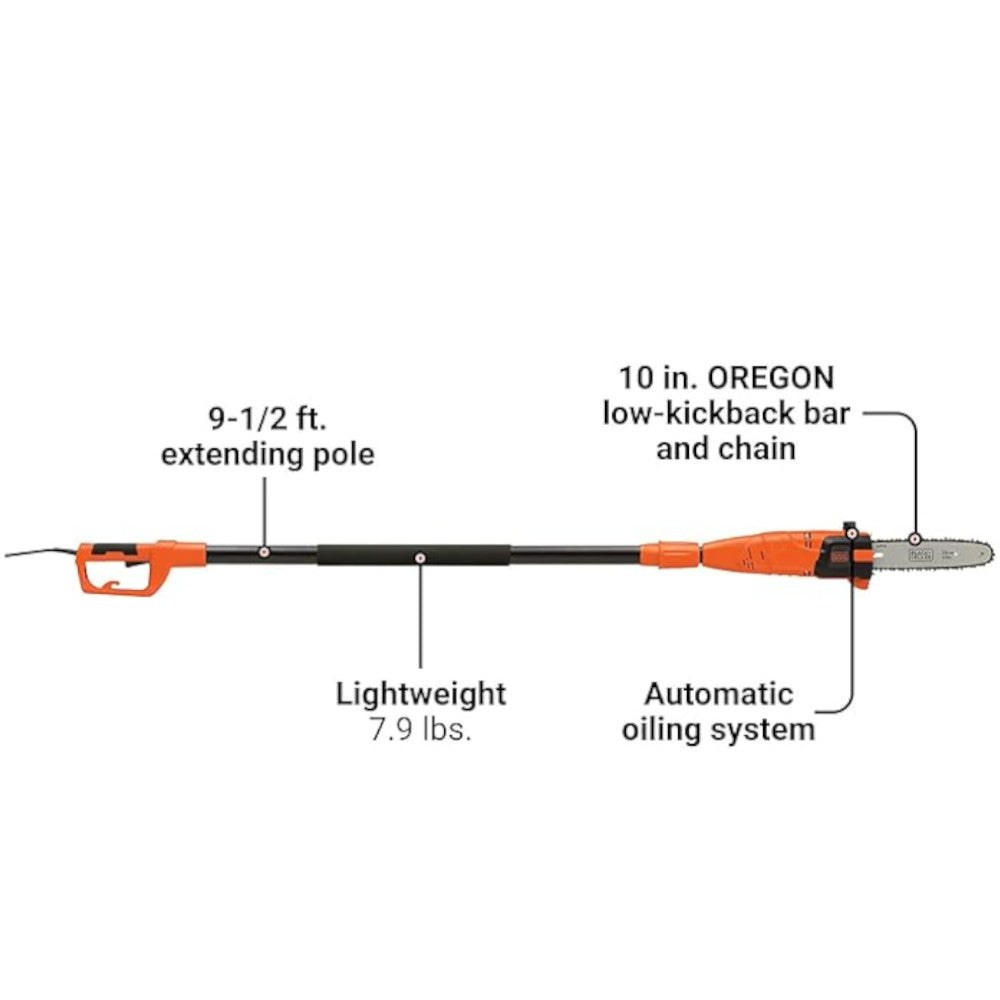 Scie à perche filaire BLACK + DECKER PP610, 6,5 A, 10 pouces - Reconditionnée avec garantie complète du fabricant