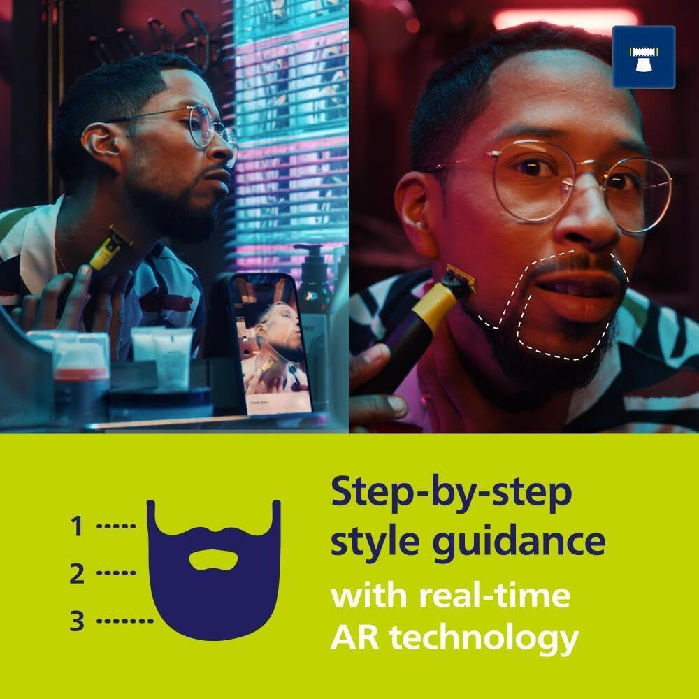 PHILIPS QP4631/65 OneBlade 360 ​​Nettoyant visage et corps, utilisable sur peau sèche ou humide, avec connectivité Bluetooth et étui de voyage