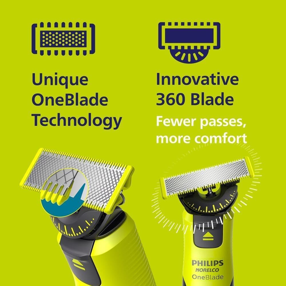 PHILIPS QP4631/65 OneBlade 360 ​​Nettoyant visage et corps, utilisable sur peau sèche ou humide, avec connectivité Bluetooth et étui de voyage